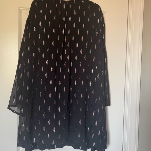 New IRO Paula Metallic Silk Tie-Front Dress Black/Silver Cotton Lined Sz 38 S - Picture 15 of 16